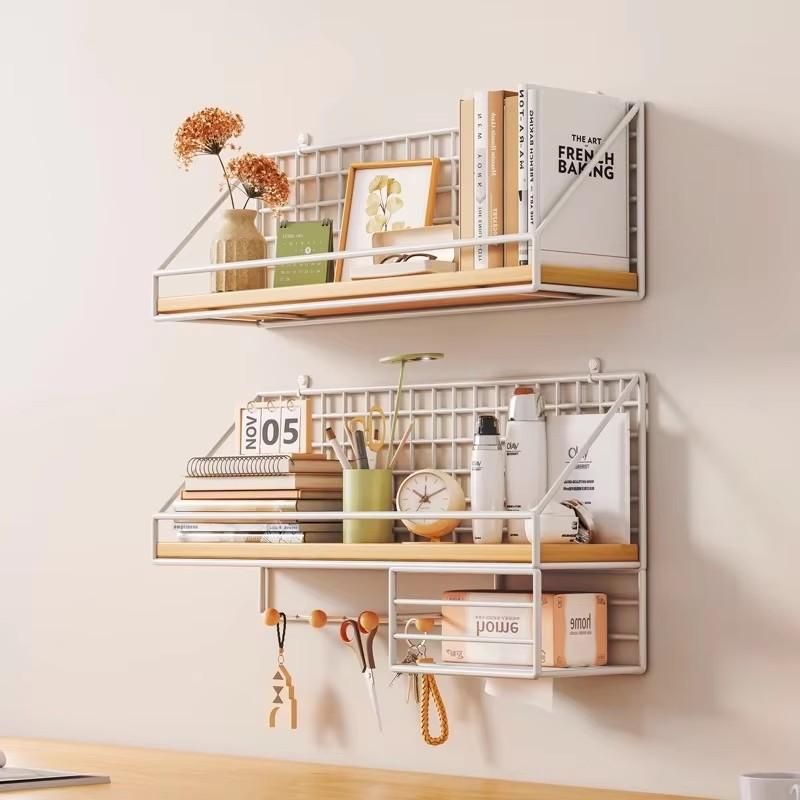 Creative Hanging Shelves For Living Room Bedroom Storage Basket Wall Mounted Shelves Without Drilling Wall Decor Rack Organizers