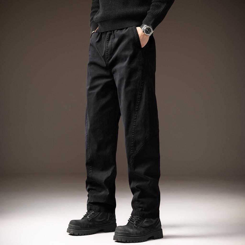 High-end wide-leg drape casual pants for men, new autumn American loose plus-size sports straight-leg pants for men