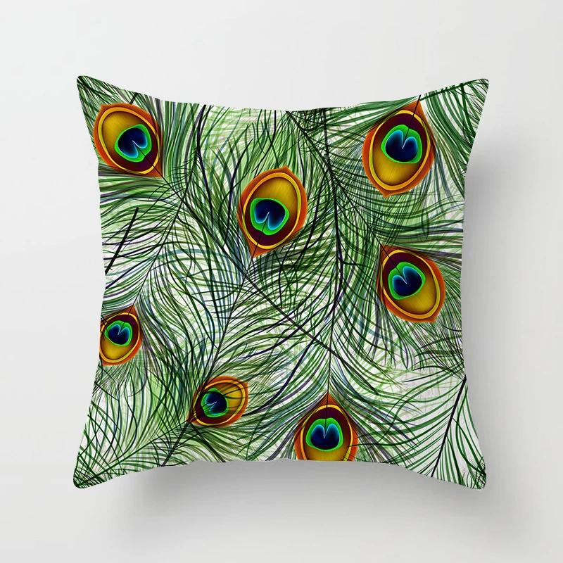 Luxury Peacock Pillow Cover High Quality Printed Home Sofa Cushion  Hotel Coffee Bar Throw