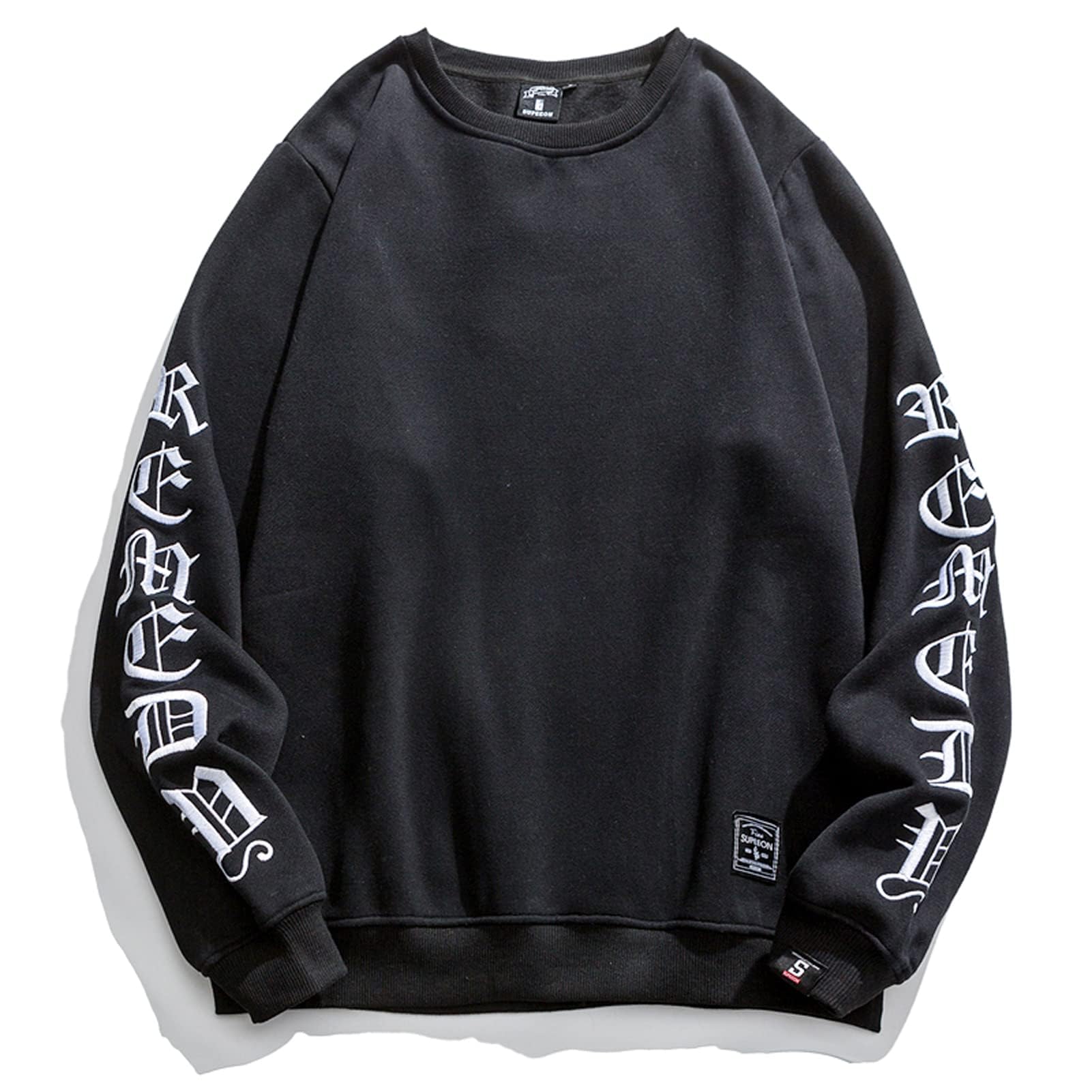 

Ruixi Thick Hoodie with Long Plus Size Pullover Loose Casual Men s Sweatshirt, Fleece-Lined Embroidery, Sleeves, Cotton, Stylish, Soft, Sweatshirt, чёрный