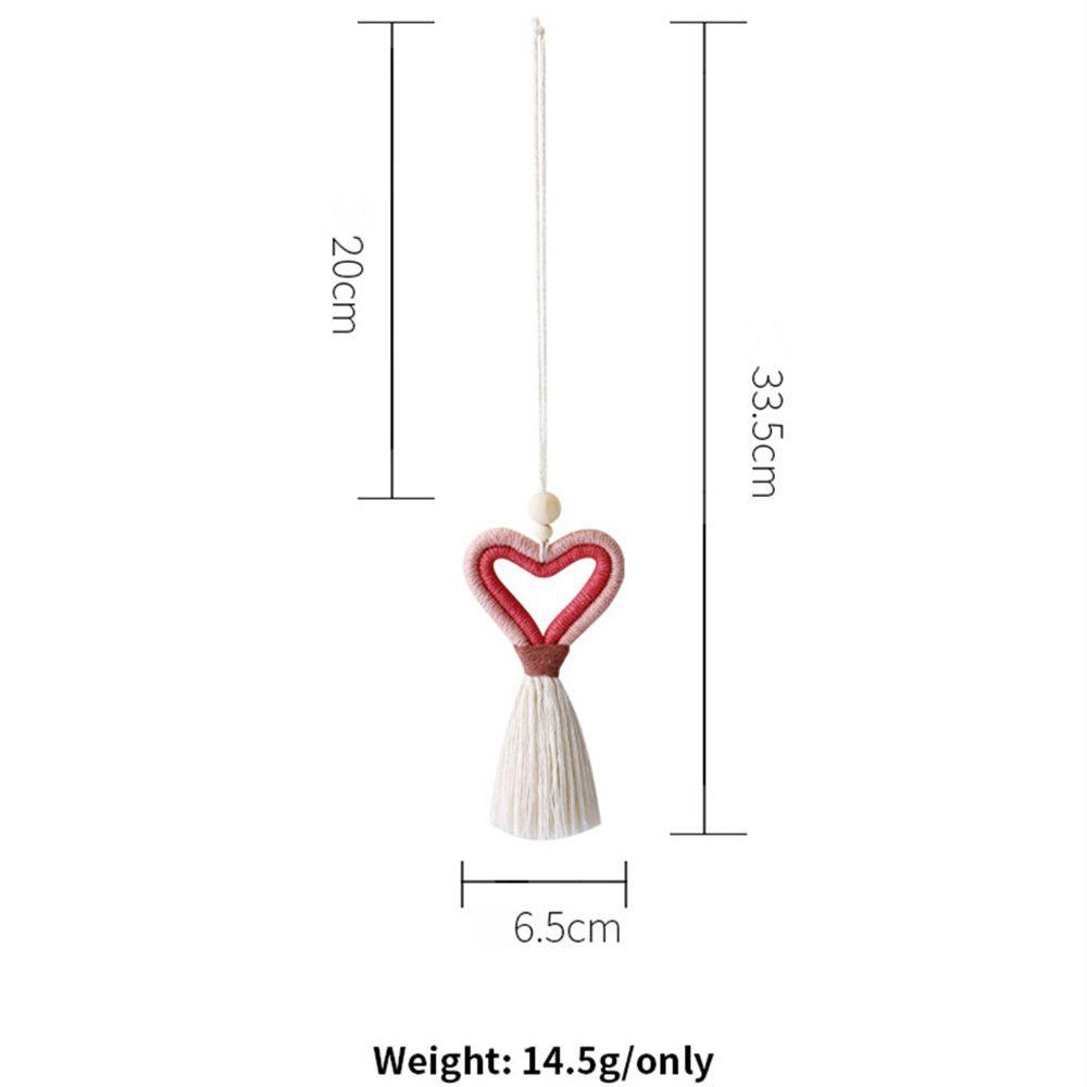 1PC Boho Heart Car Rear View Mirror Hanging Wooden Bead Braids Wall Decor Hanging Colorful Handmade Weaving Car Ornament