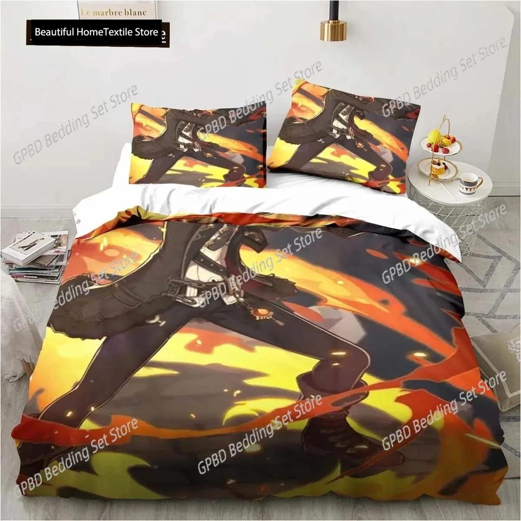 Cartoon Anime Genshin Impact Game 3D NEW Duvet Cover Pillowcase Bedding Set Adult Boy Girl Bedroom Children Single Double Large