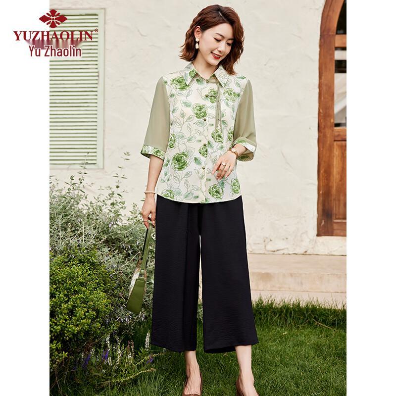 Yuzhaolin Chinese Style Chiffon Shirt & Shorts Set