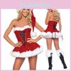 Stunning Backless Soft Touch Red Velvet Sexy Women Christmas Santa Claus Dress Hat