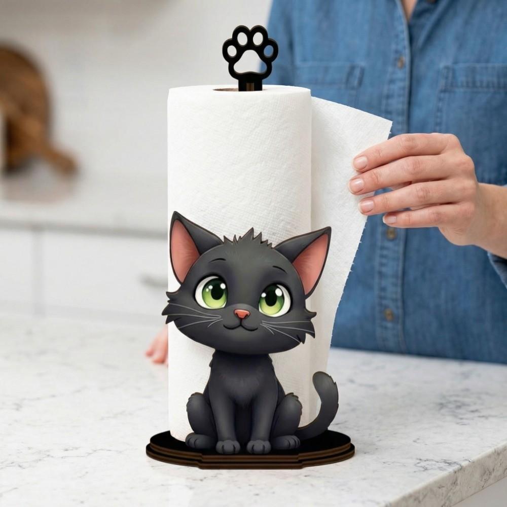 Food Wrap Kitchen Towel Rack Wooden Roll Paper Standing Rack Animal Wooden Tissue Holder Party