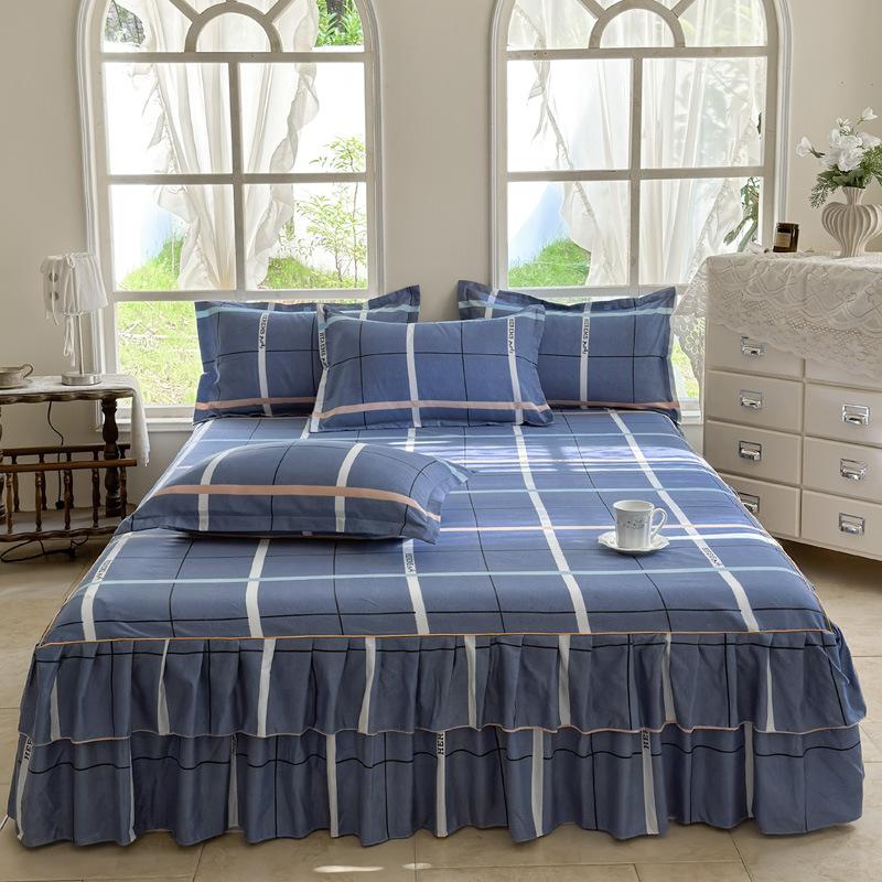 Comfortable, Relaxing, Breathable, Skin-friendly Three-piece Set: One Bed Skirt + Two Pillowcases (without Pillow Core)