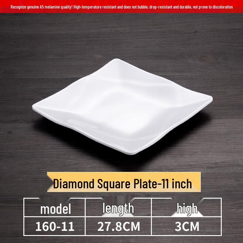 Melamine Square Dinner Plates (10 Pack)