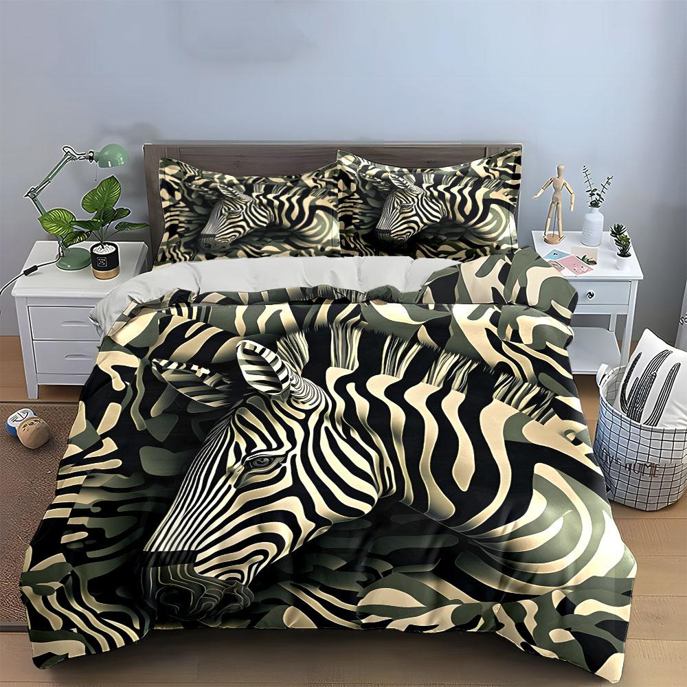 Zebra Pattern Design Three-Piece Set Exquisite three-piece bedding set gift for kids and adults