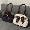 Trendy Vintage Women's Bow Handbag Aesthetic Dot Y2k Lady Shoulder Bags All Match Casual Chic Ins Underarm Bag Streetwear