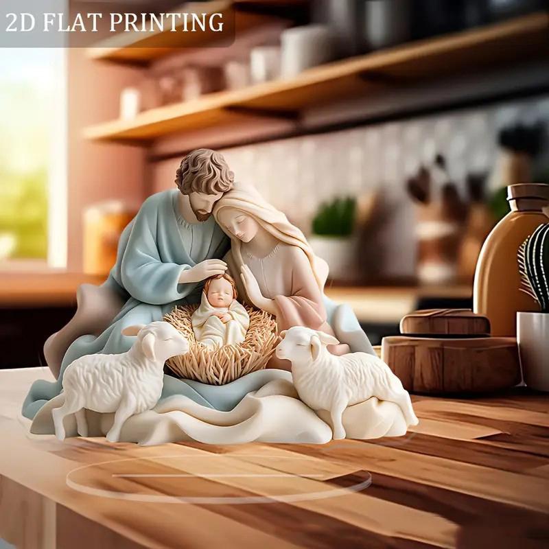 2026  Nativity Jesus Birth Scene Xmas Table Centerpiece Accessory 2D Flat Acrylic For Home Office Decoration Party Ornment