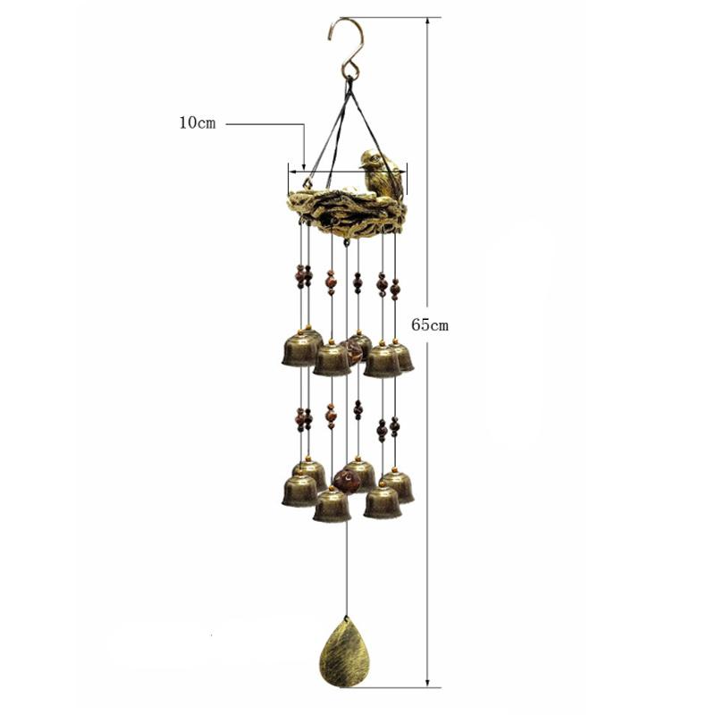 resin bird s nest wind chime home bell outdoor garden bird hanging ornament 65cm