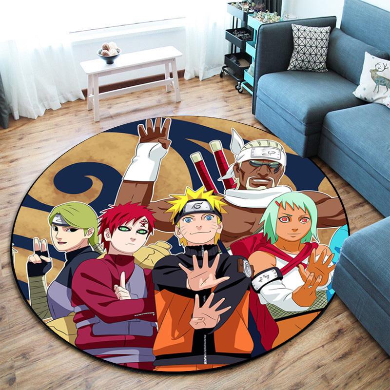 Famous cartoon NARUTO protagonist Uzumaki Naruto round carpet soft home decoration anti-slip door mat outdoor picnic mat carpet M2