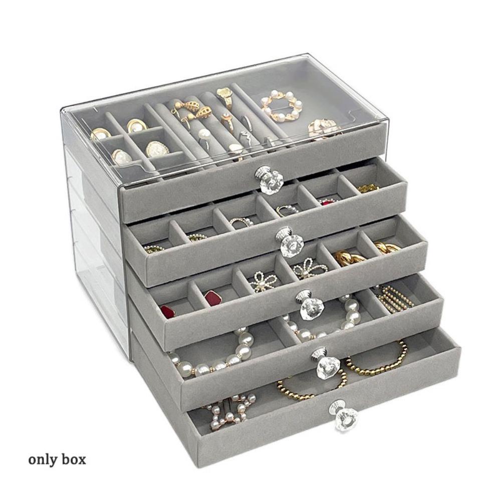 Large Capacity Velvet Jewelry Box Earrings Necklaces Jewelry Storage Box  Desk Use