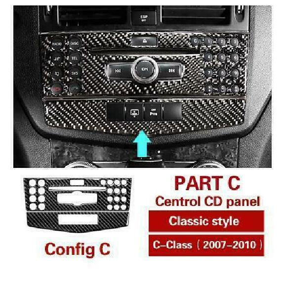 Carbon Fiber Car Central Control panel covers For Mercedes Benz C W204 07-10 LB