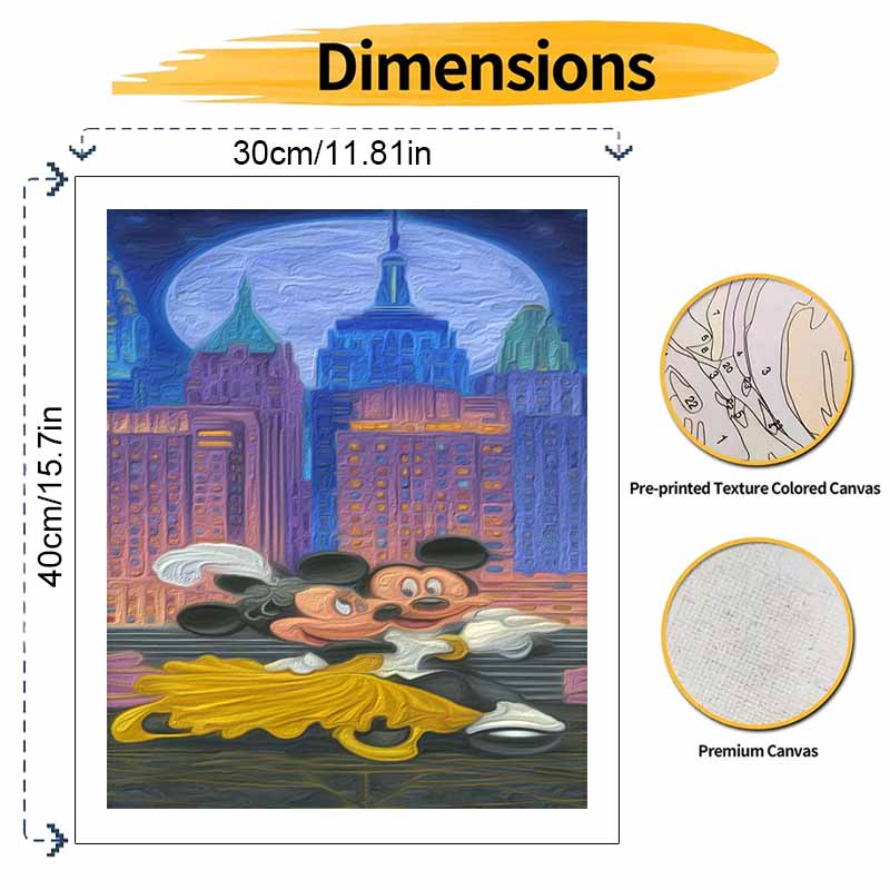 Disney Oil Painting Kit Canvas Mickey Minnie DIY Home Decor GiftNew York Night