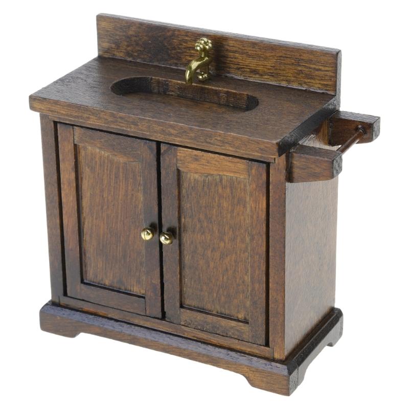 Realistic 1/16 Scale Wash Basin Cabinet for Dollhouses Bathroom or Kitchen Accessories