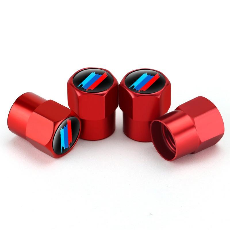 New Car Aluminum For BMW Tri Color Stripe Strip Decoration Emblem 4pcs Tire Valve Air Port Stem Cover Caps Wheel Hub Accessories BF2
