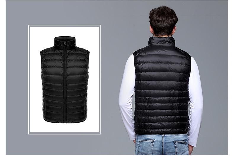 2023 Autumn/Winter Men's Plus Size Lightweight Slim Fit Down Vest with Stand Collar