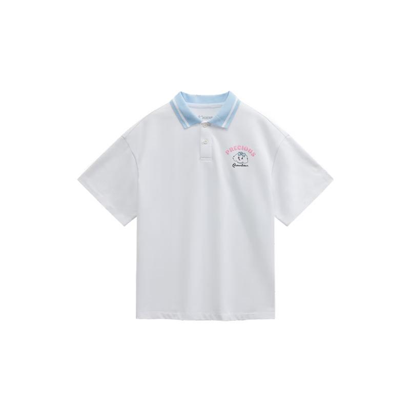 QIAODAN Girls  Polo Collar Short Sleeve T-Shirt 130CM