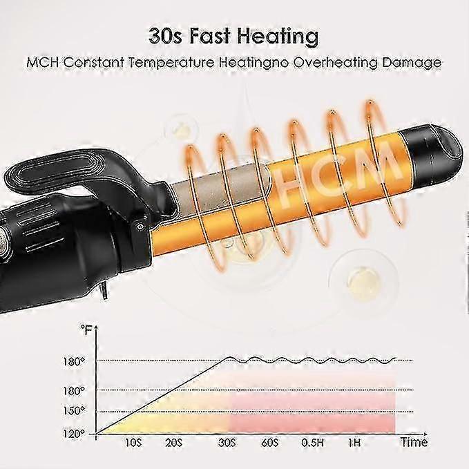 360 Rotating Automatic Hair Curler, 25mm Curling Iron with LCD Display, Adjustable Heat Setting 100-220C, Titanium Curling Iron, Rotating Hair Curler