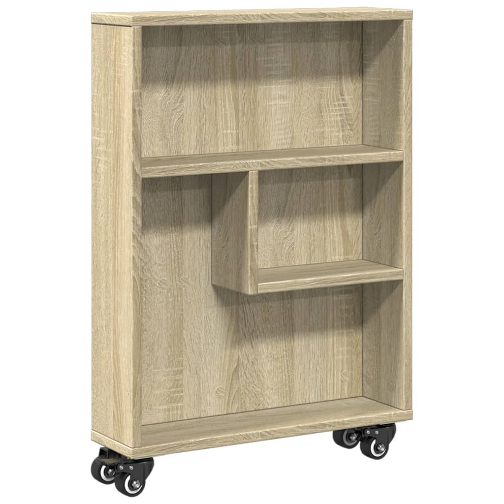 Narrow Storage Trolley Sonoma Oak Finish 48 x 13 x 68 cm Engineered Wood