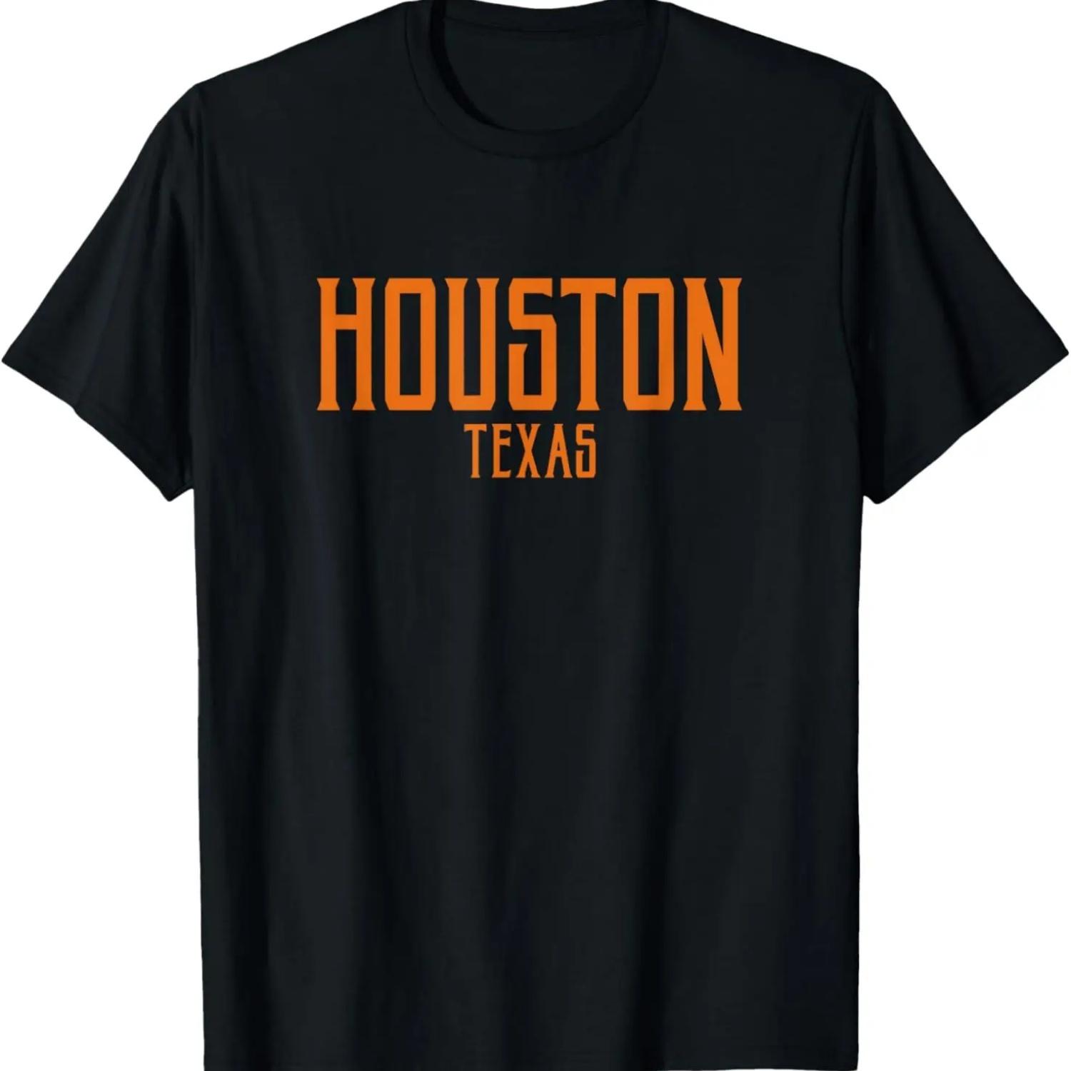 

Houston Texas Text Orange Print T-Shirt S чёрный