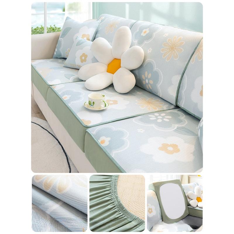 Sofa Cat Ice Mat Anti-Slip Mat Sofa Cushion Hair Cover Full Sofa Slipcover Rattan Leather Sofa Cover Bag Non-Slip Universal