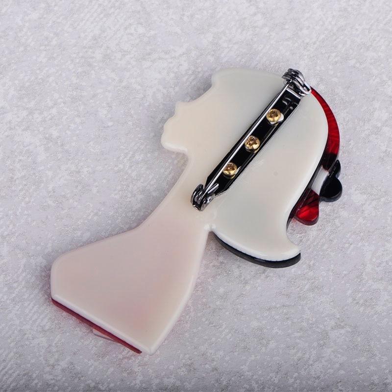 Fashion Red Hat Girl Shape Brooch Natural Texture Acrylic Brooches Jewelry For Women Suit Coat Scarf Accessories Pins
