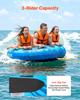 VEVOR Towable Tubes for Boating, 3-Rider Inflatable Boat Tubes and Towables, 231kg Capacity Water Sport Tube for Boat to Pull - with Anti-Slip Pad