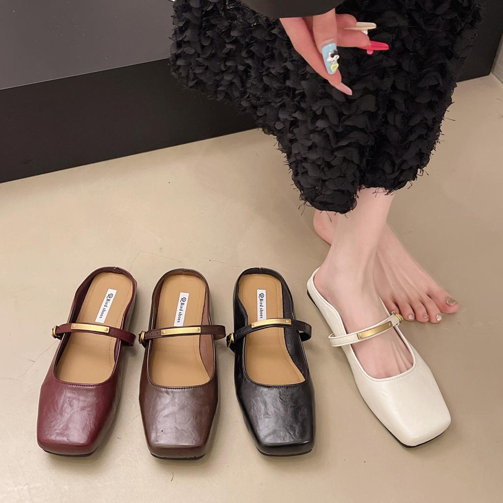 French single shoes women's spring and summer flat-bottomed boat shoes 2025 new Mary Jane women's shoes light mouth laden shoes small leather shoes