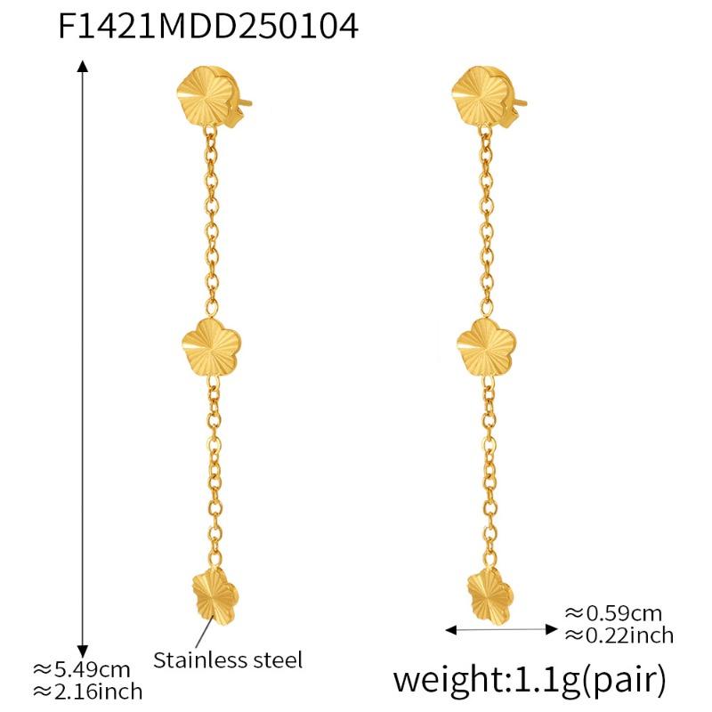 Meier Mysterious Little Flower Clavicle Chain Tassel Earrings Suit Stainless Steel Pvd Electroplating 18k
