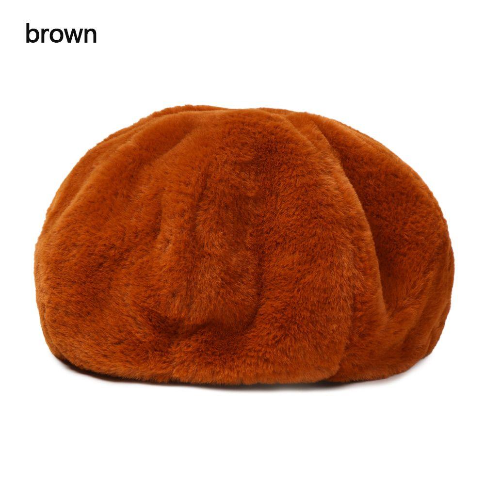 Fashion Plush Pure Color Vintage Ladies Beret Classic Female Bonnet