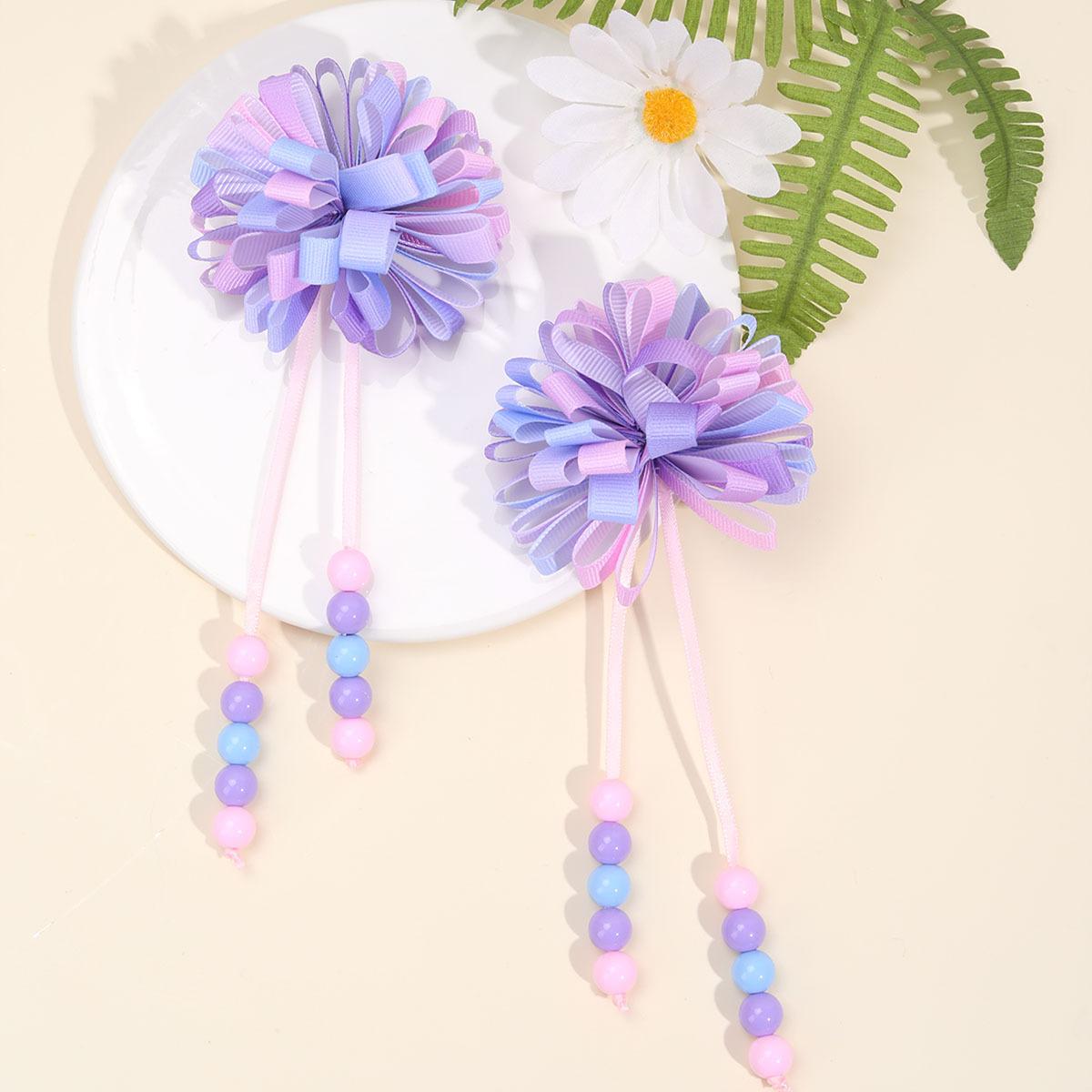 

2 шт. Заколки для волос в виде цветов для девочек, милые заколки с кисточками из бусин, бутиковые заколки-гидрангеи, головные уборы, детские аксессуары для волос