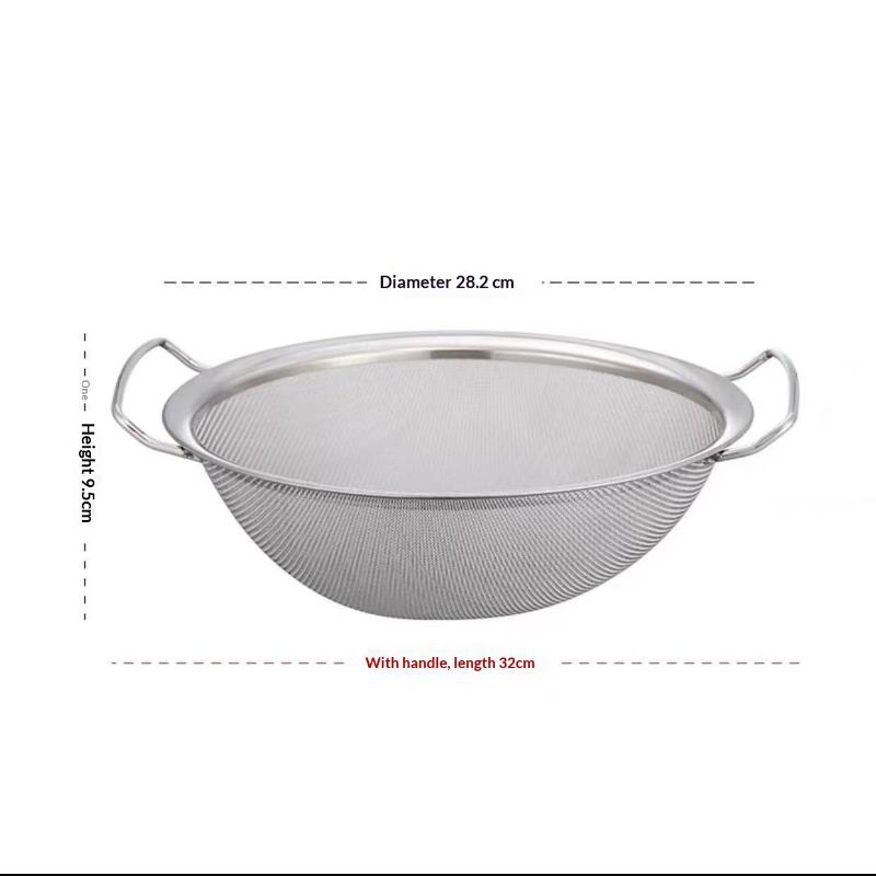 1Pcs Stainless Steel Strainer Basket Fine Mesh Multi-size Juice Rice Flour Sieve Large With Double Handles Food Filter Drainer