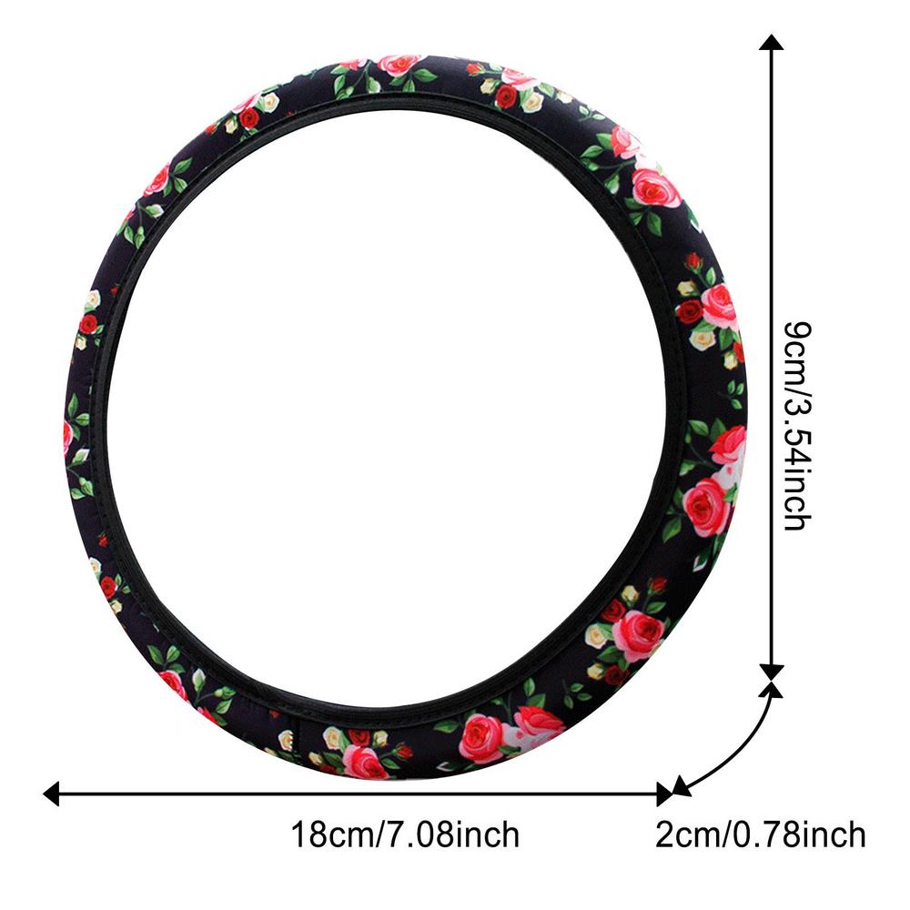 

Цветочные автомобильные чехлы на руль Подушки на руль Защитная накладка Comfort Grip Универсальные цветочные автомобильные подушки чёрный