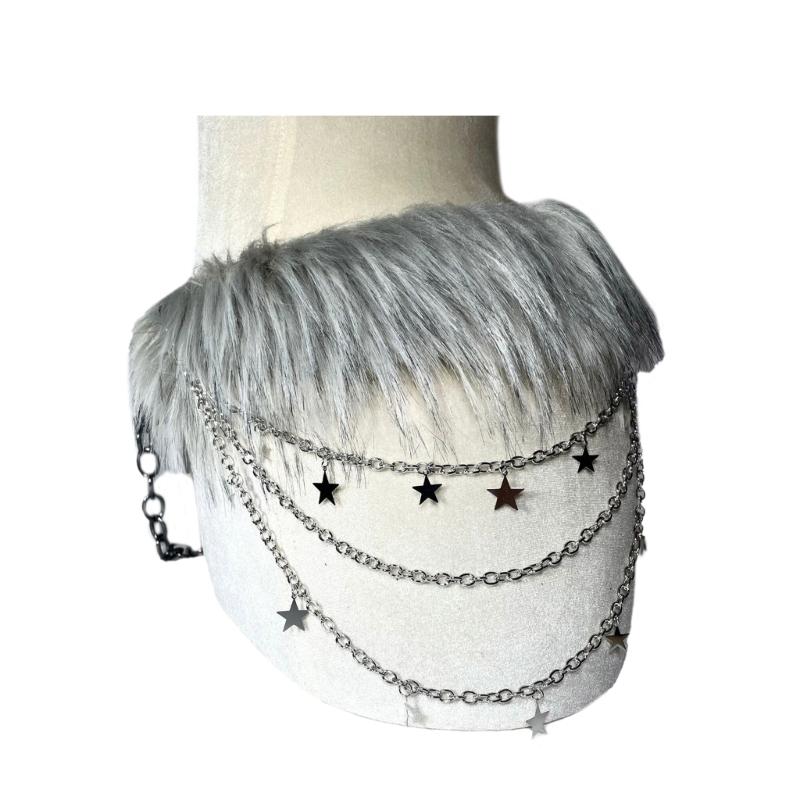 Furred Waist Belt Belly Chain for Dress Chain Belt for Women Waist Chain Belt Cowboy Waist Chain Luxurious Belt