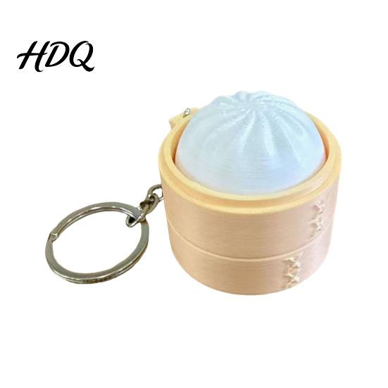 Quiet Fidget Toy 3D Printed Steamed Bun Clicker Keychain Stress Relief Push белый