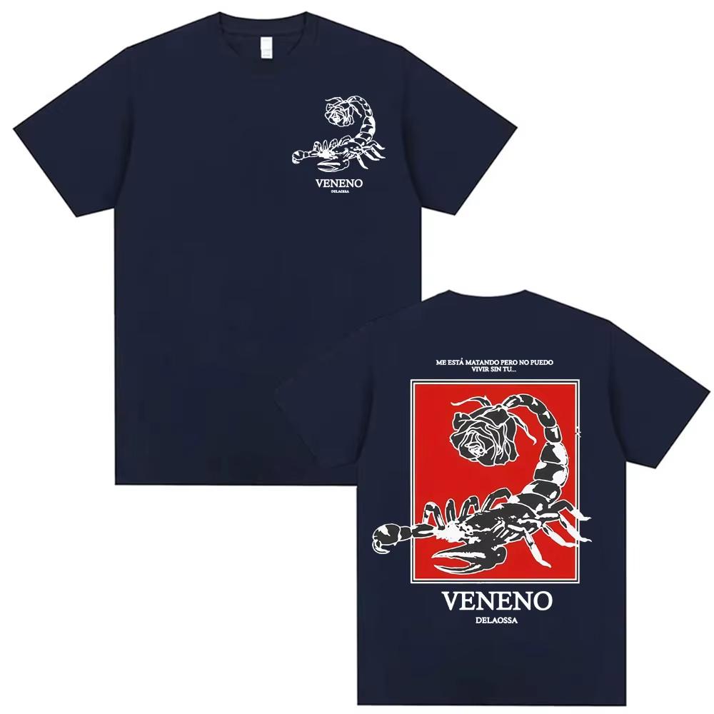 2026 Rapper Delaossa Veneno Album Graphic T Shirts Men Clothing Fashion Hip Hop Gothic Tshirt Man High Quality pure cotton Top