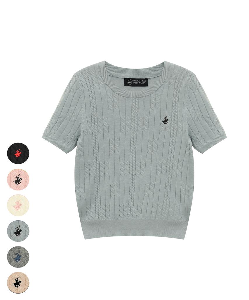 BHPOLOCLUB Women'S Tension Line Textured Short Sleeve Knit 7 Colors Tk018