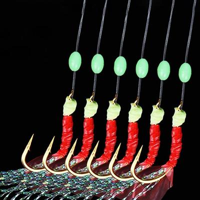 6pcs Rubber Fishing Hooks Luminous Bean Lure Bait Tackle  for Sea/Freshwater Fishing