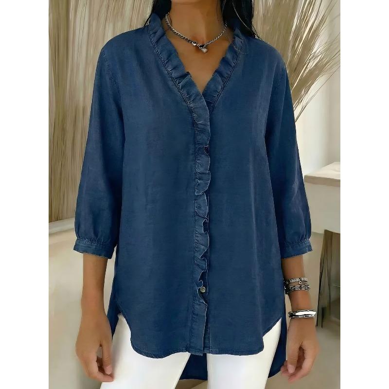 DICFY Women's Fashion Casual Summer Spring V-Neck 3/4 Sleeves Blouses & Shirts