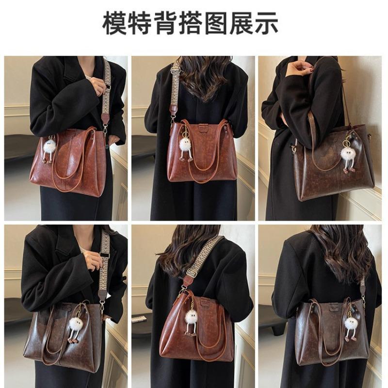 Retro Large-capacity Tote Bag Women's Autumn and Winter New Shoulder Messenger Bag Fashionable Versatile Commuter Bag