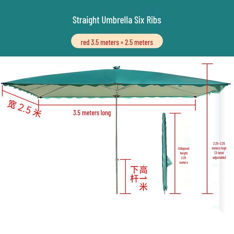 Large Rectangular Folding Patio Umbrella with Canopy Sun Protection