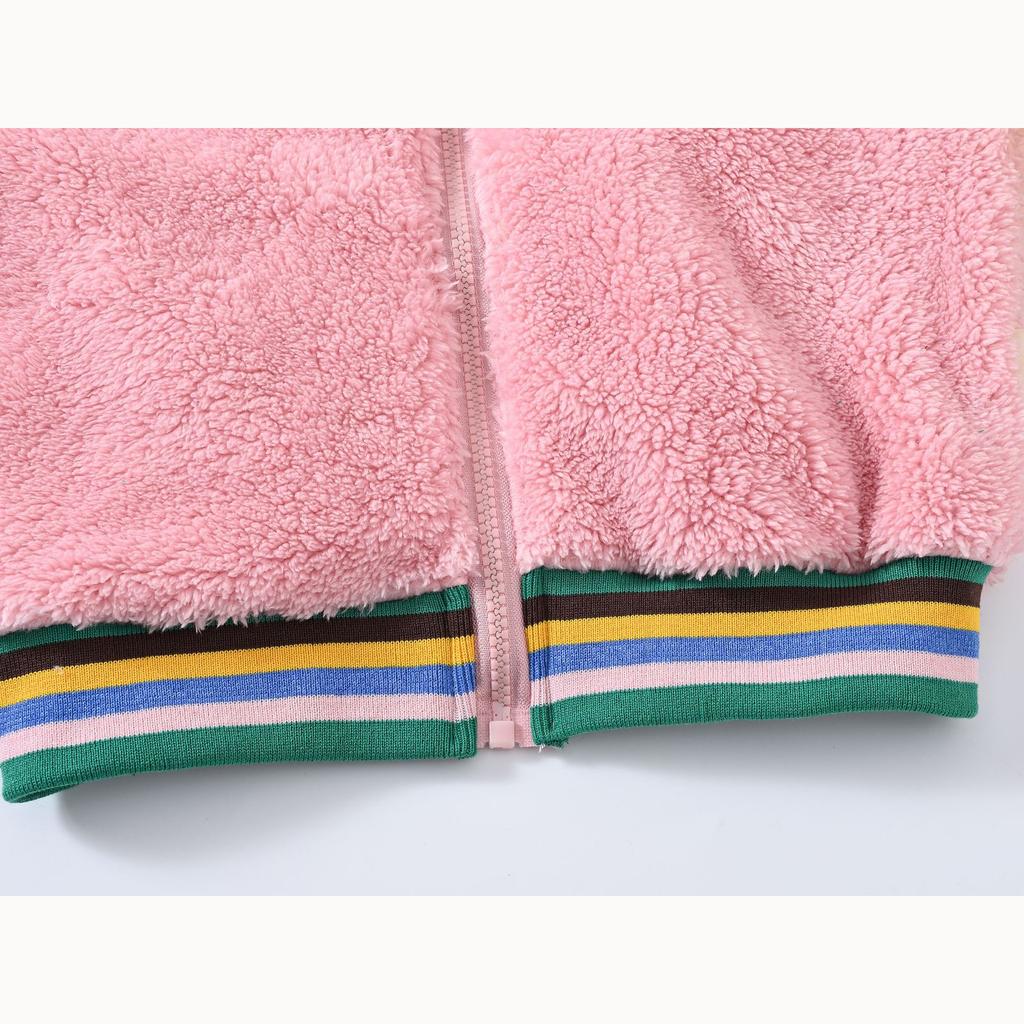 Fleece Children's Jackets Splicing Sleeve Cute Warm Fleece Boys and Girls Casual Sweater Warm Coat