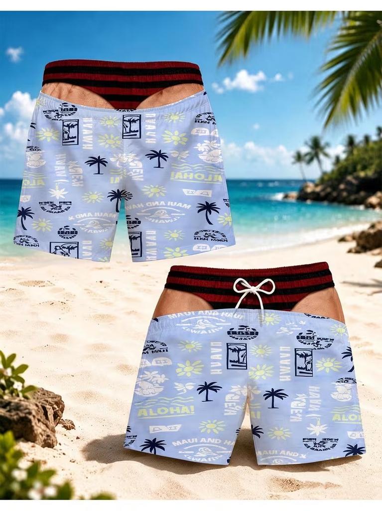 2026 Summer Funny Fake Buttocks Swim Trunks For Men Leopard Personality Beach Shorts Board Shorts Boyfriend Husband Fun Gift