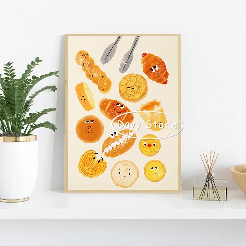 Asian Food Dim Sum Egg Tart Baos Dumplings Posters and Prints Canvas Painting Wall Art Pictures for Kitchen Dining Room Decor
