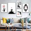 Banksy Graffiti Artwork Canvas Painting Girl With Red Balloon Poster Black White Abstract Wall Pictures for Nordic Home Decor