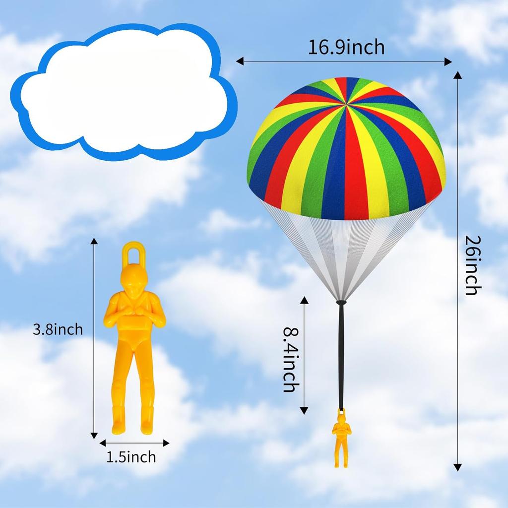 Tangle Free Parachute Toys Easter Basket Stuffers for Toddlers with Small Figures Outdoor Flying Toys Air Parachute