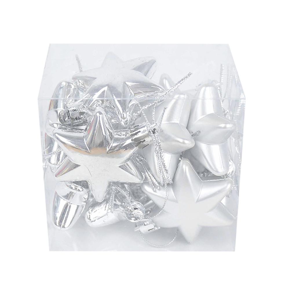 

100% Brand New Christmas Ball Six-pointed Star Animated Tree Ball Xmas Bauble Christmas Decoration Hanging Matte Mini срібний