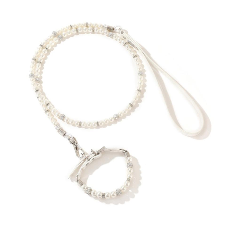 Dog Pearls Buckle Collar Leash Set Pearl Dog Collar Leash for Birthday Wedding Christmas Small Dog Pearl Chain Collar Jewelry